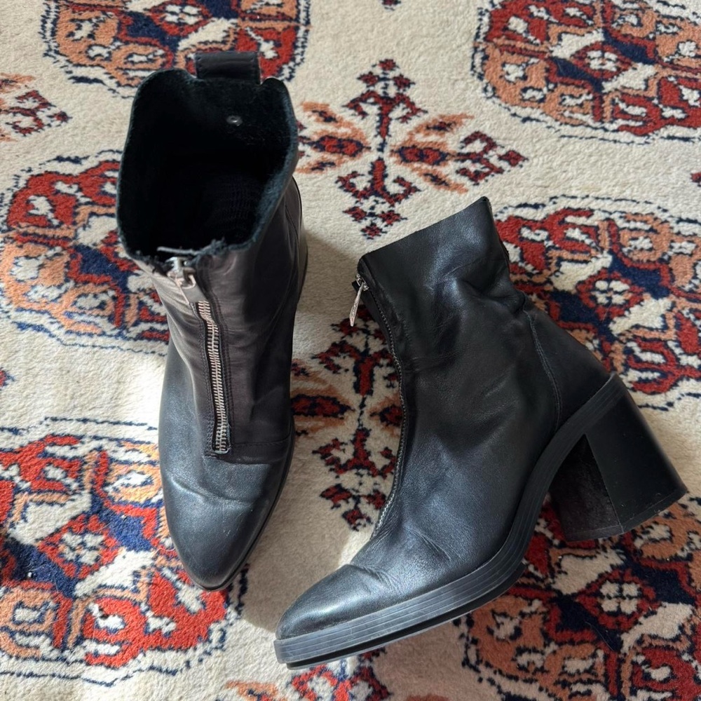 Zara Front Zip Heeled Boots